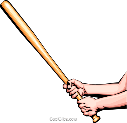 Hand With Baseball Bat Royalty Free Vector Clip Art - Hands Holding Baseball Bat (480x467)