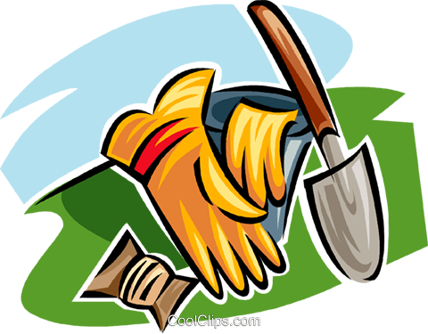 Gardening Gloves And Gardening Spade Royalty Free Vector - Illustration (480x375)