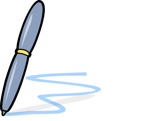 Pen With Blue Line Clip Art At Clker Com Vector Clip - Cartoon Paper And Pen (600x470)
