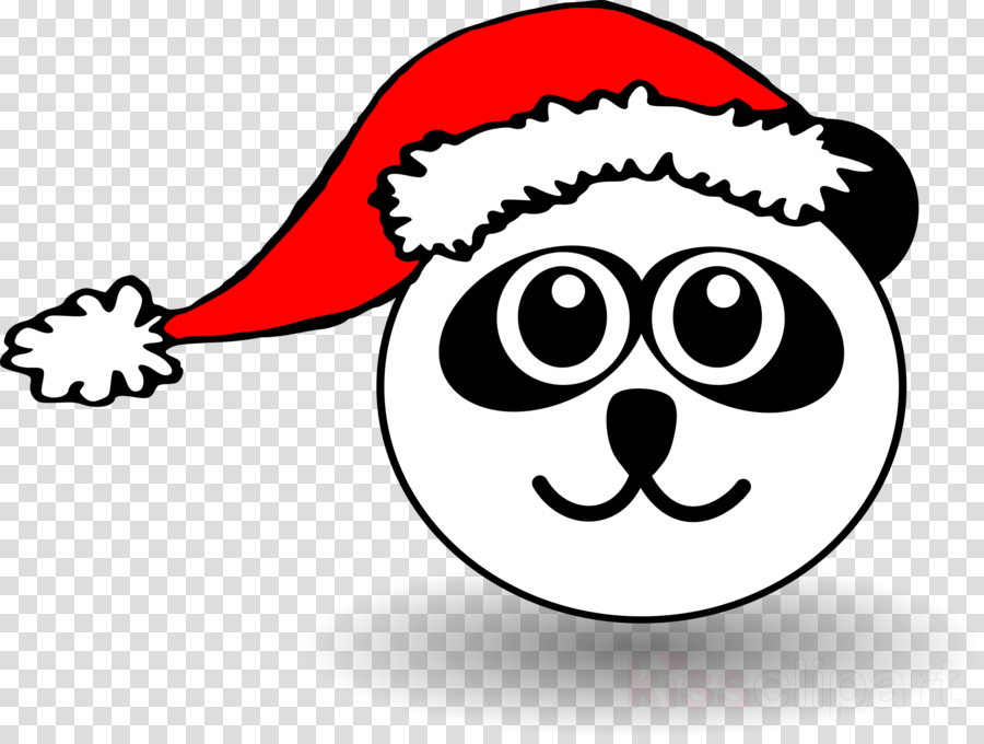 Panda With Santa Hat Clipart Santa Claus Giant Panda - Cartoon Giant Panda Face (900x680)