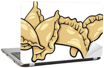 Pierogi Or Dumplings Cartoon Clip Art Laptop Sticker - Pierogi Clipart (400x400)