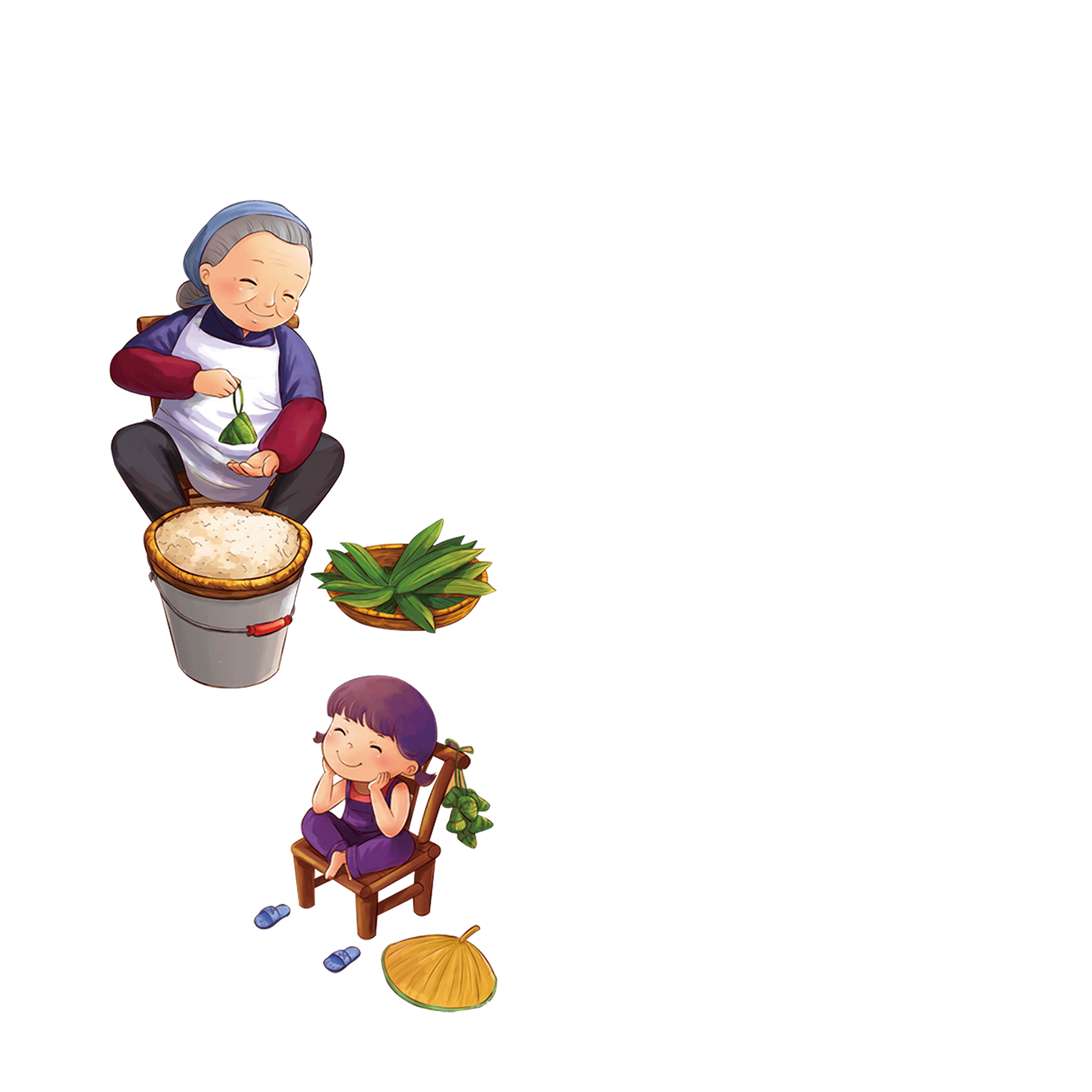 Hand Painted Cartoon Bag Dice Decoration Vector - Zongzi (2000x2000)