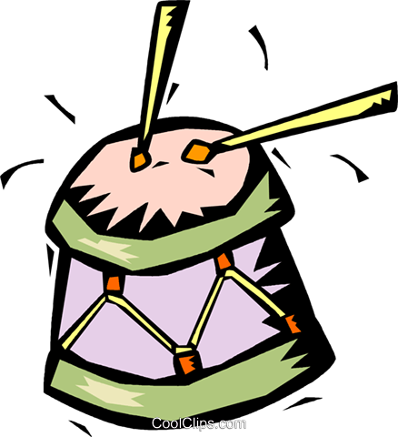 Drum With Drumsticks Royalty Free Vector Clip Art Illustration - Musical Instrument (438x480)