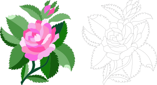 Design For Damask Rose - Clip Art (512x277)
