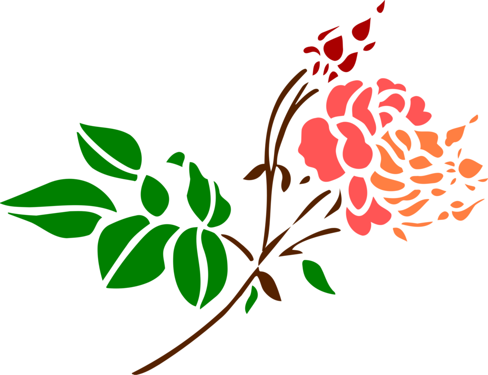 Floral Design Rose Computer Icons Color Line Art - Design Colour Clipart Png (976x750)