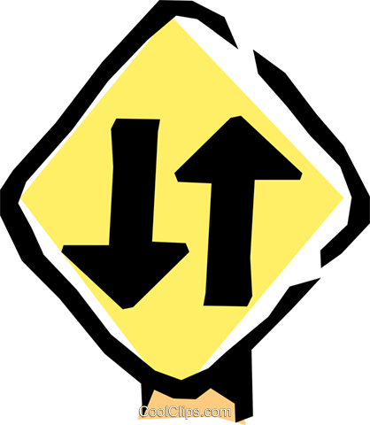 Two-way Traffic Sign Royalty Free Vector Clip Art Illustration - Illustration (418x480)