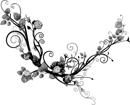 Drawing Black And White Flower Floral Design - Flourish Rose (422x340)