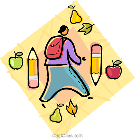 Boy On His Way Back To School Royalty Free Vector Clip - Boy On His Way Back To School Royalty Free Vector Clip (463x480)