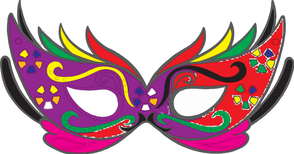 Mascara Colorida Clipart Mask Carnival Masquerade Ball - Imagem De Mascara De Carnaval Colorida (600x314)
