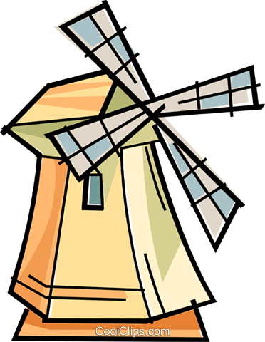 Windmill Royalty Free Vector Clip Art Illustration - Animal Farm Allegory (372x480)