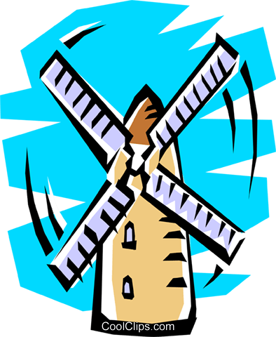Windmill Royalty Free Vector Clip Art Illustration - Windmill Clipart (394x480)