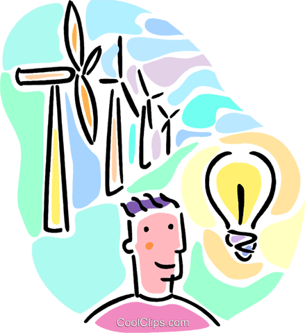 Windmill Creating Electricity Royalty Free Vector Clip - Windmill Creating Electricity Royalty Free Vector Clip (439x480)