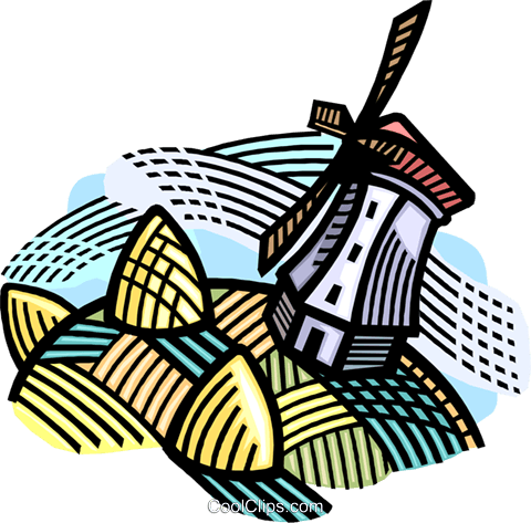 Dutch Windmill Royalty Free Vector Clip Art Illustration - Dutch Windmill Royalty Free Vector Clip Art Illustration (480x473)