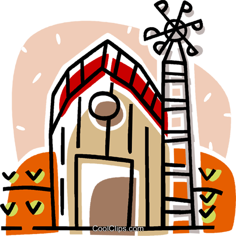Farm With A Windmill Royalty Free Vector Clip Art Illustration - Agriculture (480x480)