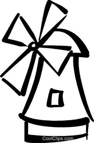 Windmill Royalty Free Vector Clip Art Illustration - Mulino A Vento Png (317x480)