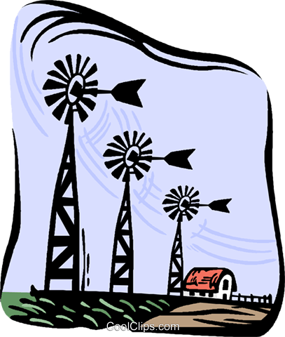 Windmills Royalty Free Vector Clip Art Illustration - Soil (407x480)