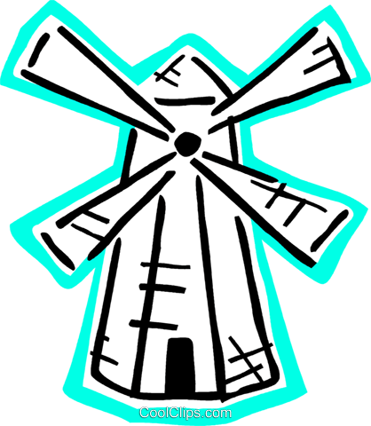 Dutch Windmill Royalty Free Vector Clip Art Illustration - Windmühle Clipart (418x480)