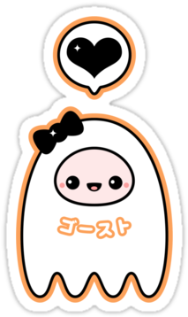 Super Cute Little Ghost Stickers With Happy Face And - Cute Halloween Ghost Animated Gifs (375x360)