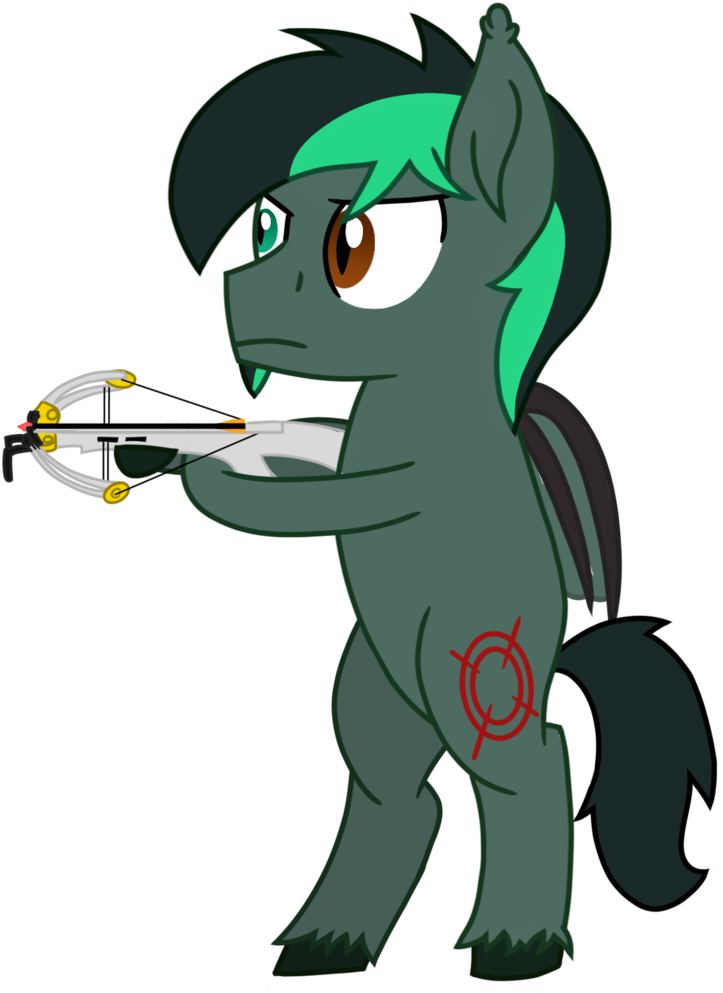 Toyminator900, Bat Pony, Bat Pony Oc, Commission, Crossbow, - Cartoon (768x1024)
