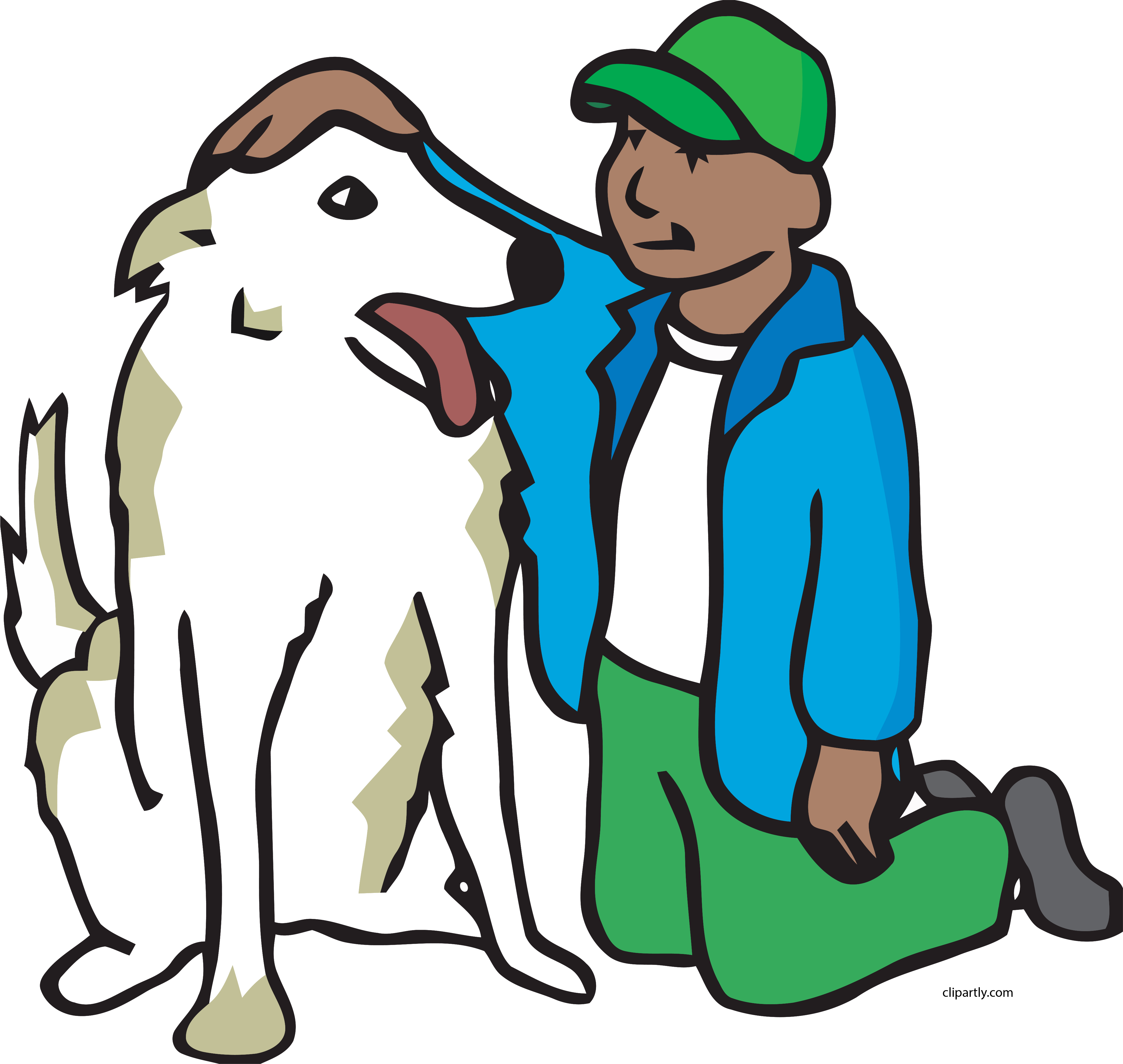 Boy Petting Dog Clipart Png - Cartoon Petting A Dog (4228x4005)