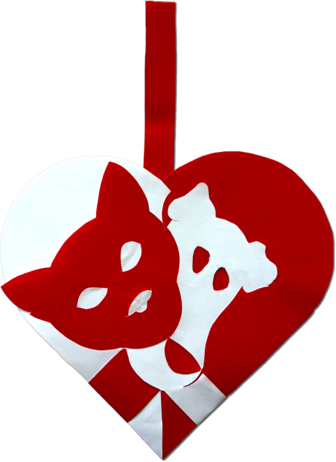 Julehjerte Hund Og Kat Imellem - Julepynt (656x900)