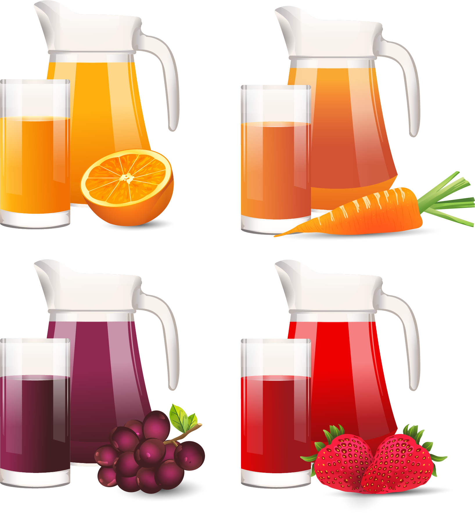 Juice Clipart Jug - Orange Juice Grape Juice (1636x1767)