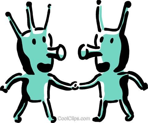 Aliens Shaking Hands Royalty Free Vector Clip Art Illustration - Aliens Shaking Hands Royalty Free Vector Clip Art Illustration (480x400)