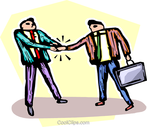 Businessmen Shaking Hands Royalty Free Vector Clip - Illustration (480x416)