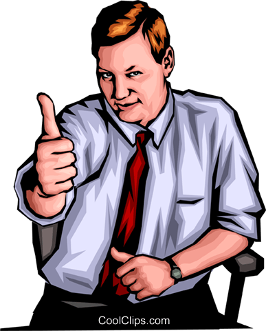 Man With Thumbs Up Royalty Free Vector Clip Art Illustration - Lider Gif Con Movimiento (387x480)