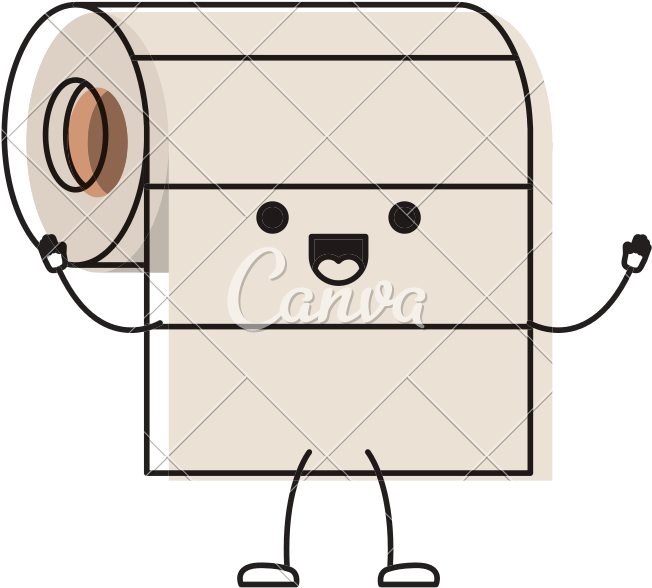 Kawaii Cartoon Roll Paper Towel In Colorful Watercolor - Toilet Paper Roll Cartoon (800x800)