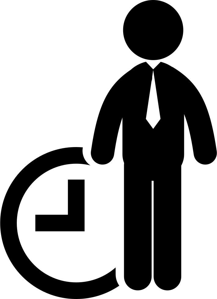 Business Man With Clock To Control Time Of Work Comments - Work Experience Symbol Png (710x980)