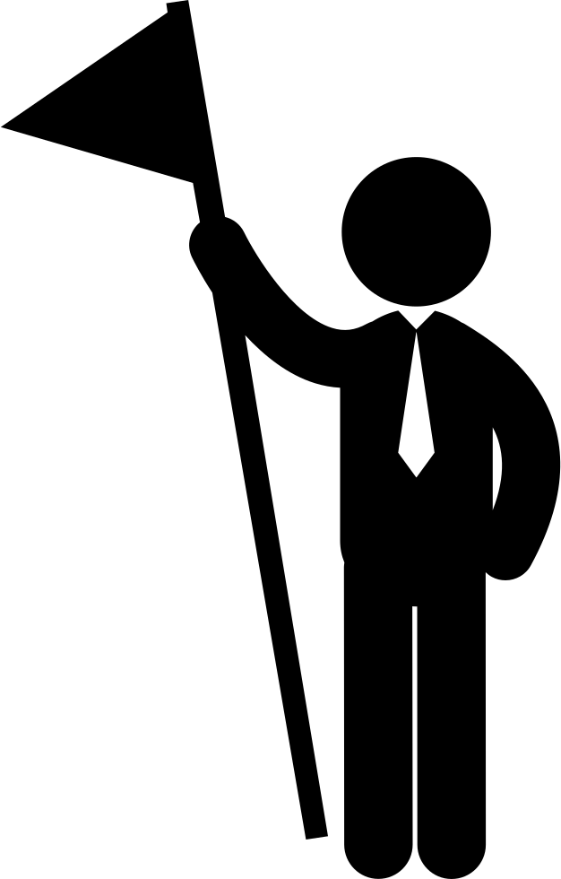 Business Man With Triangular Flag On A Pole Comments - Businessperson (626x980)