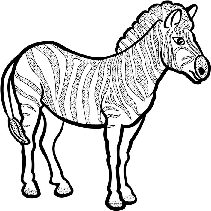 Line Art Zebra Black And White - Line Art Of Zebra (750x750)