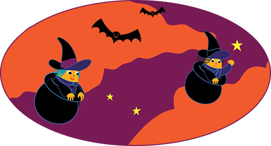 Switch Witch Sighting In The Sky On A Starry Night - Cartoon (546x294)