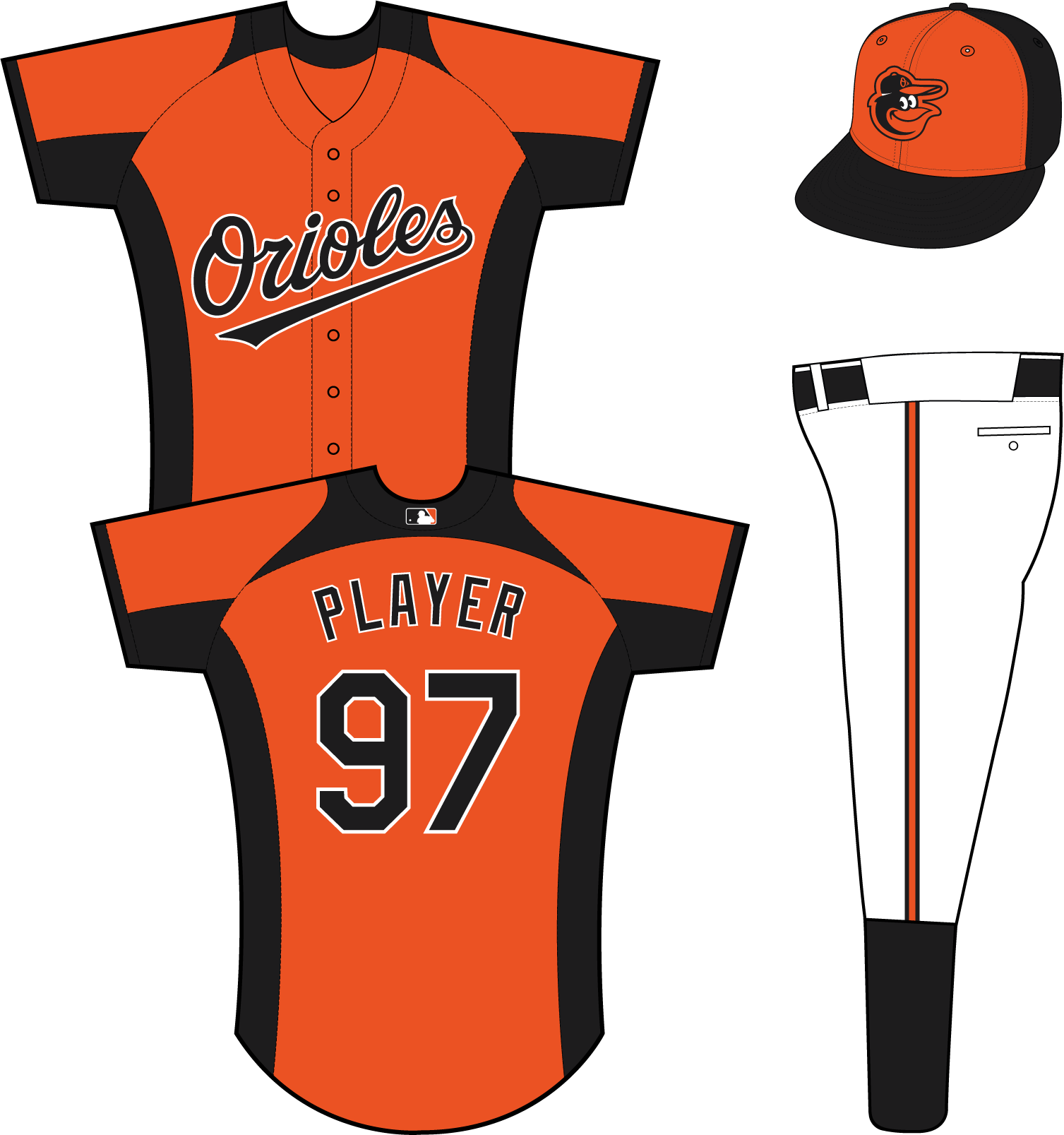 Baltimore Orioles Practice Uniform - Uniformes De Los Orioles De Baltimore (1507x1607)