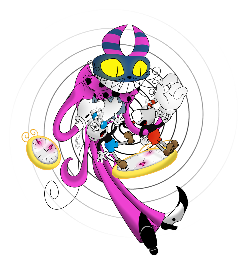The Odd Cat's Hypnotic Battle By Aquamarie1995 - Cuphead (870x919)