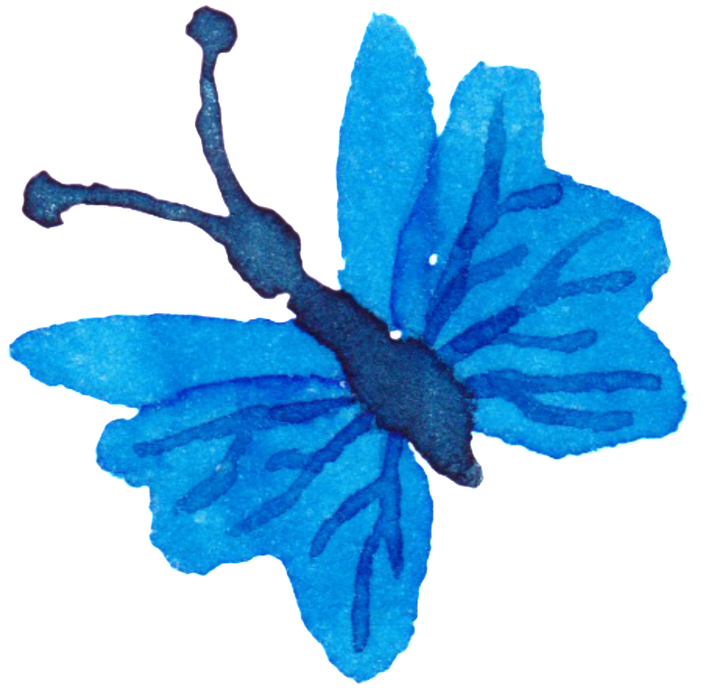 Blue Butterfly Watercolor Hand Painted Decorative - Watercolor Painting (1024x968)