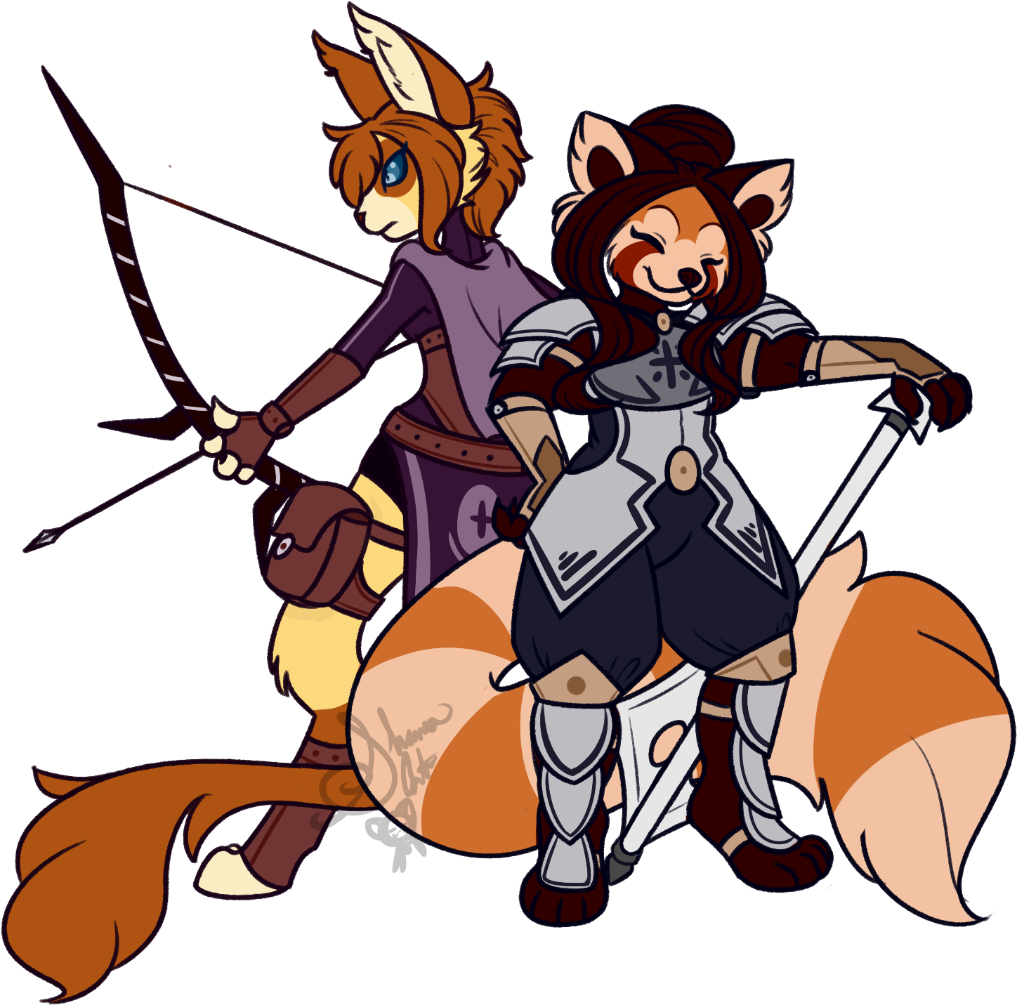 Archer And Cleric - Cartoon (1600x1504)