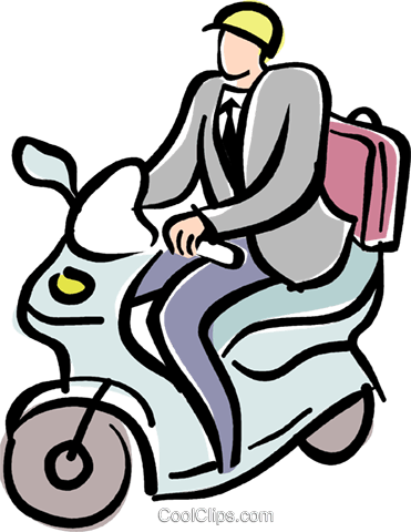 Businessman On A Motor Scooter Royalty Free Vector - Royalty-free (371x480)