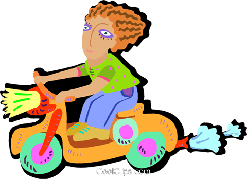 Young Child Riding Scooter Royalty Free Vector Clip - Short Story (480x348)