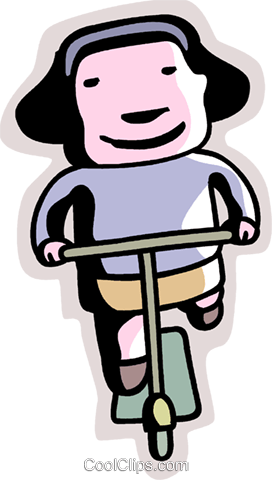Girl Riding Her Scooter Royalty Free Vector Clip Art - Cartoon (272x480)
