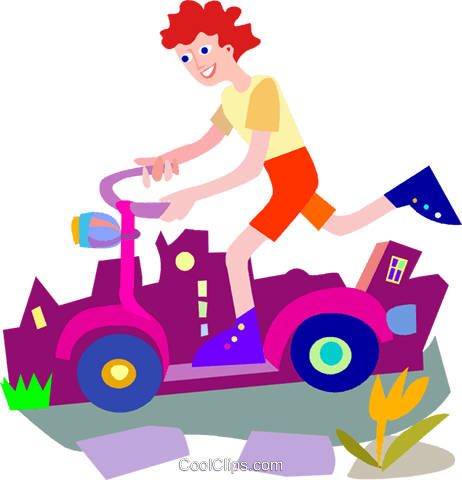 Child Playing On Scooter Royalty Free Vector Clip Art - Child Playing On Scooter Royalty Free Vector Clip Art (462x480)