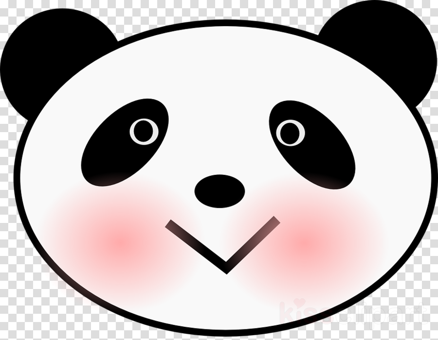 Panda Face Clipart Giant Panda Bear Clip Art - Dibujo Cara Oso Panda (900x700)