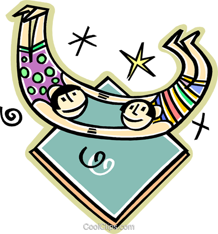 Trapeze Act Royalty Free Vector Clip Art Illustration - Acrobats (446x480)