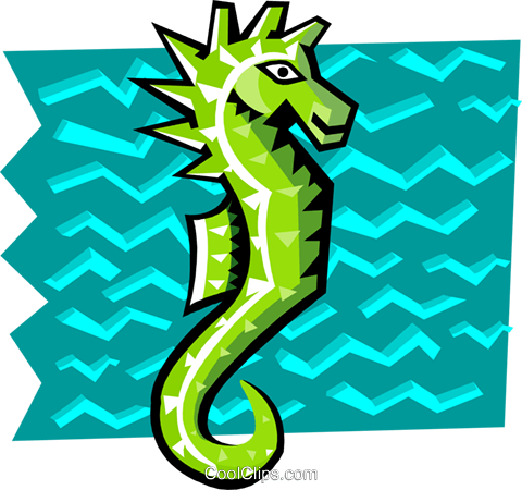 Stylized Seahorse Royalty Free Vector Clip Art Illustration - Sea Horse (480x450)
