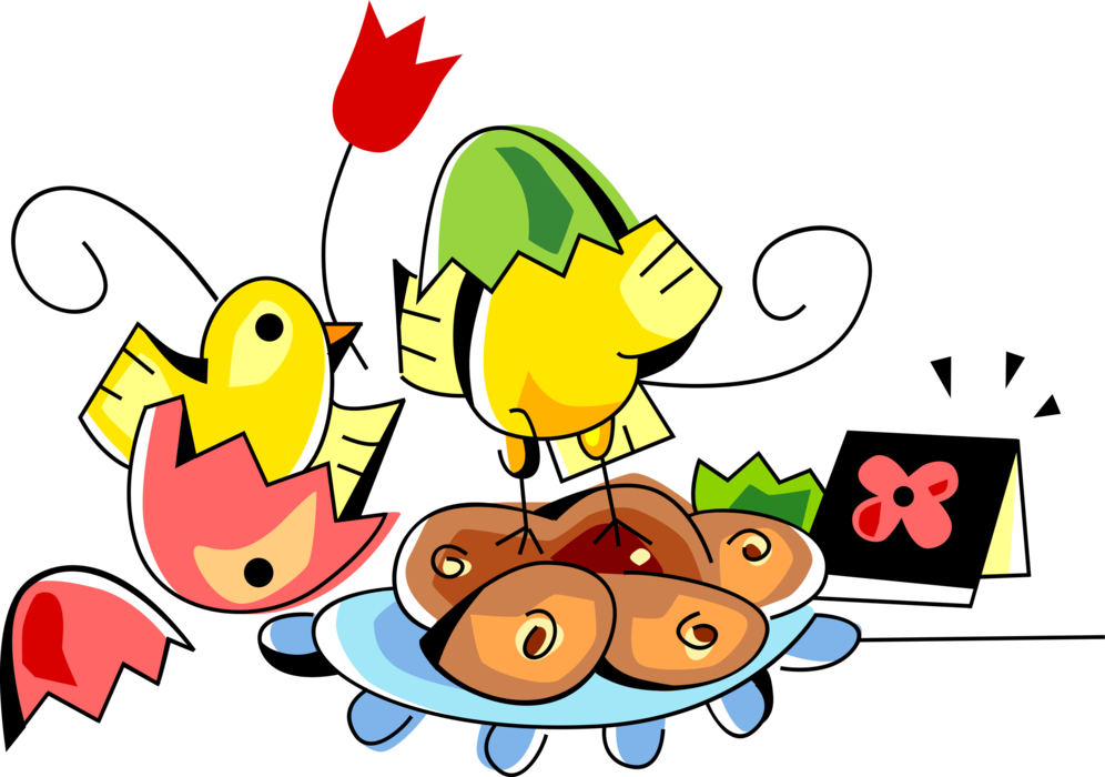 Vector Illustration Of Hatching Easter Baby Yellow - Cartoon (996x700)