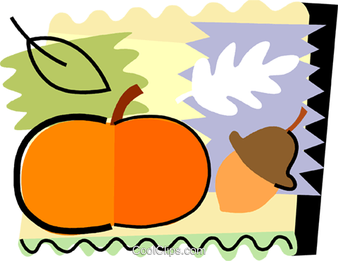 Pumpkin And Acorn Royalty Free Vector Clip Art Illustration - Pumpkin And Acorn Royalty Free Vector Clip Art Illustration (480x371)