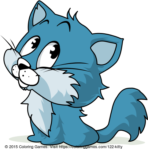 Kitty Coloring Page - Blaue Katze Clipart (500x500)