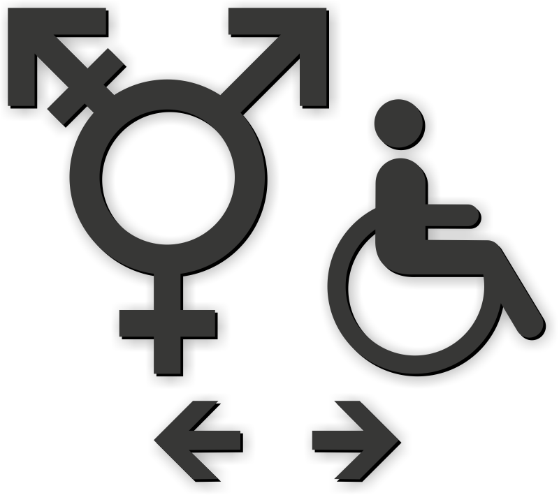 Handicap Gender Neutral Symbol Restroom Die Cut Sign - Gender Neutral Sign (800x709)