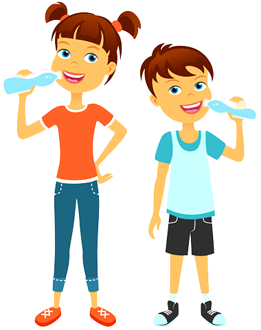 Free Stock Cartoon Kids Pioneer Elementary - Drinking Water Clipart (380x481)